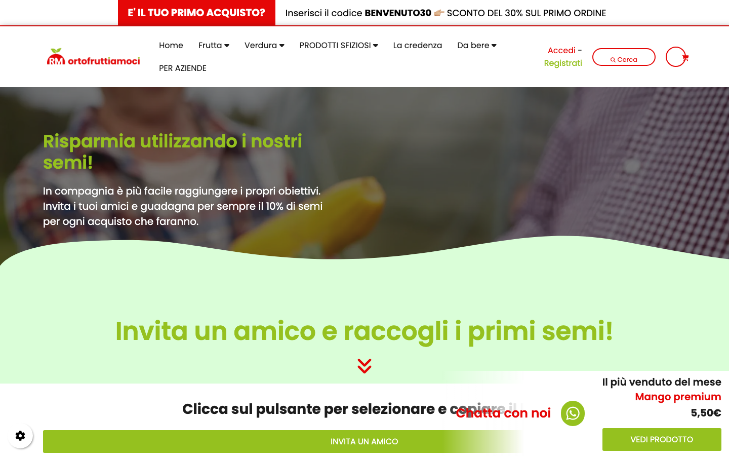 Ortofruttiamoci programma affiliazione Semi - invita amici e guadagna